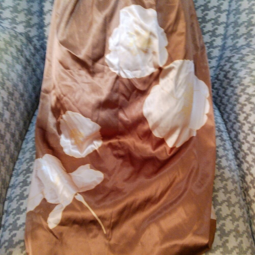 VINTAGE JONES NEWYORK BROWN SATIN DRESS SIZE 8 - Picture 4 of 7